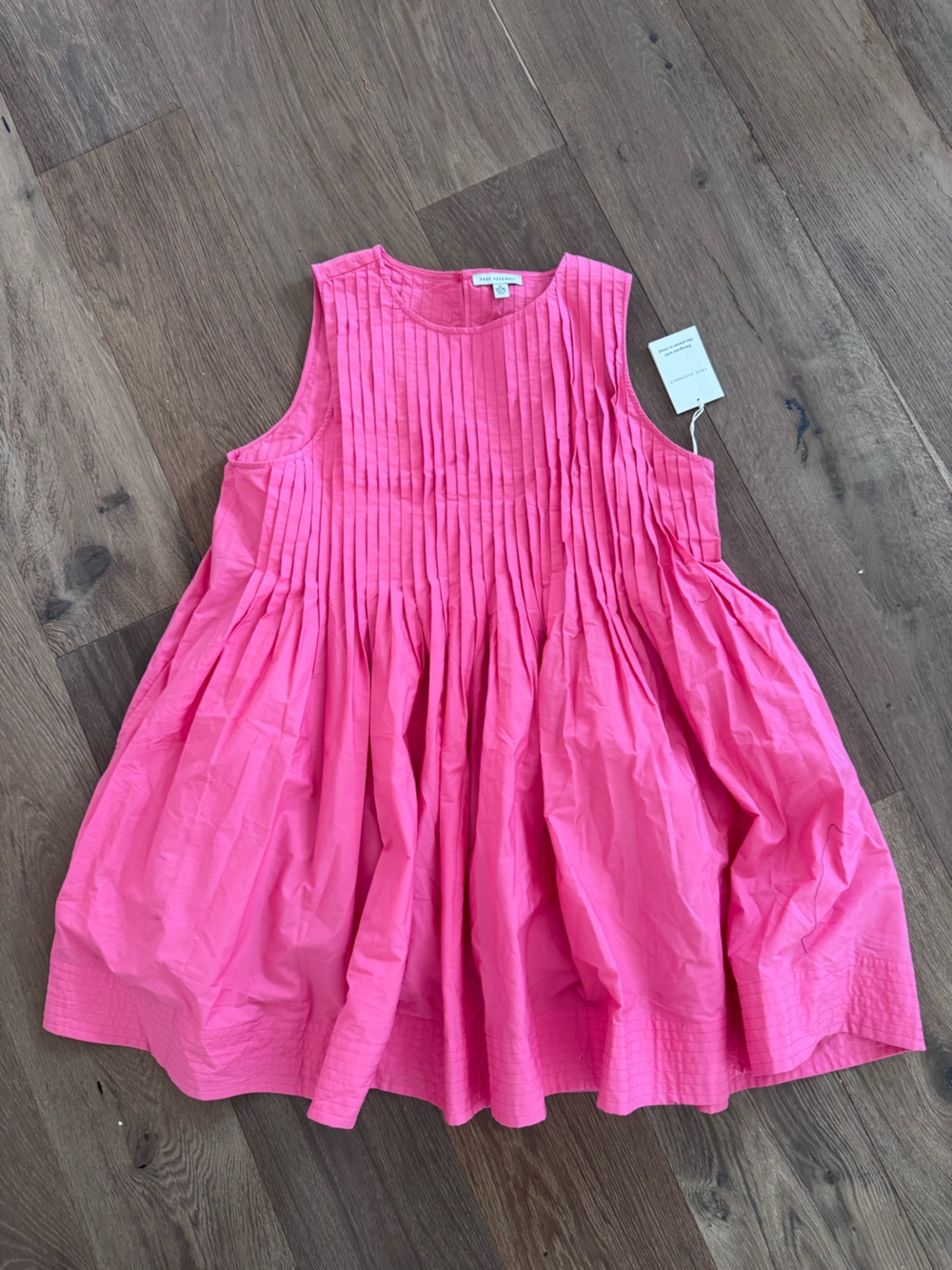 Bright Pink Sleeveless Pleated Mini Dress